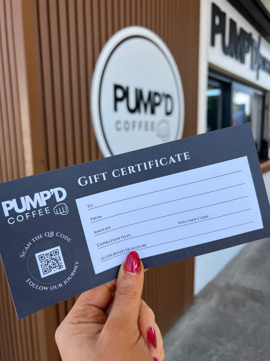 Make someone’s day with a Pump’d Coffee Gift Card.